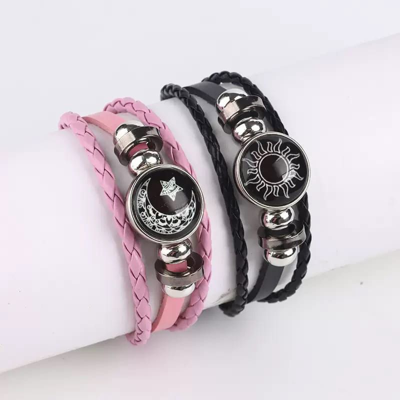 Couple Moon & Sun Leather Bracelet
