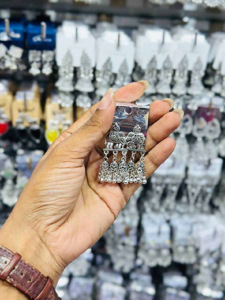 Oxidize Silver Jhumka 3