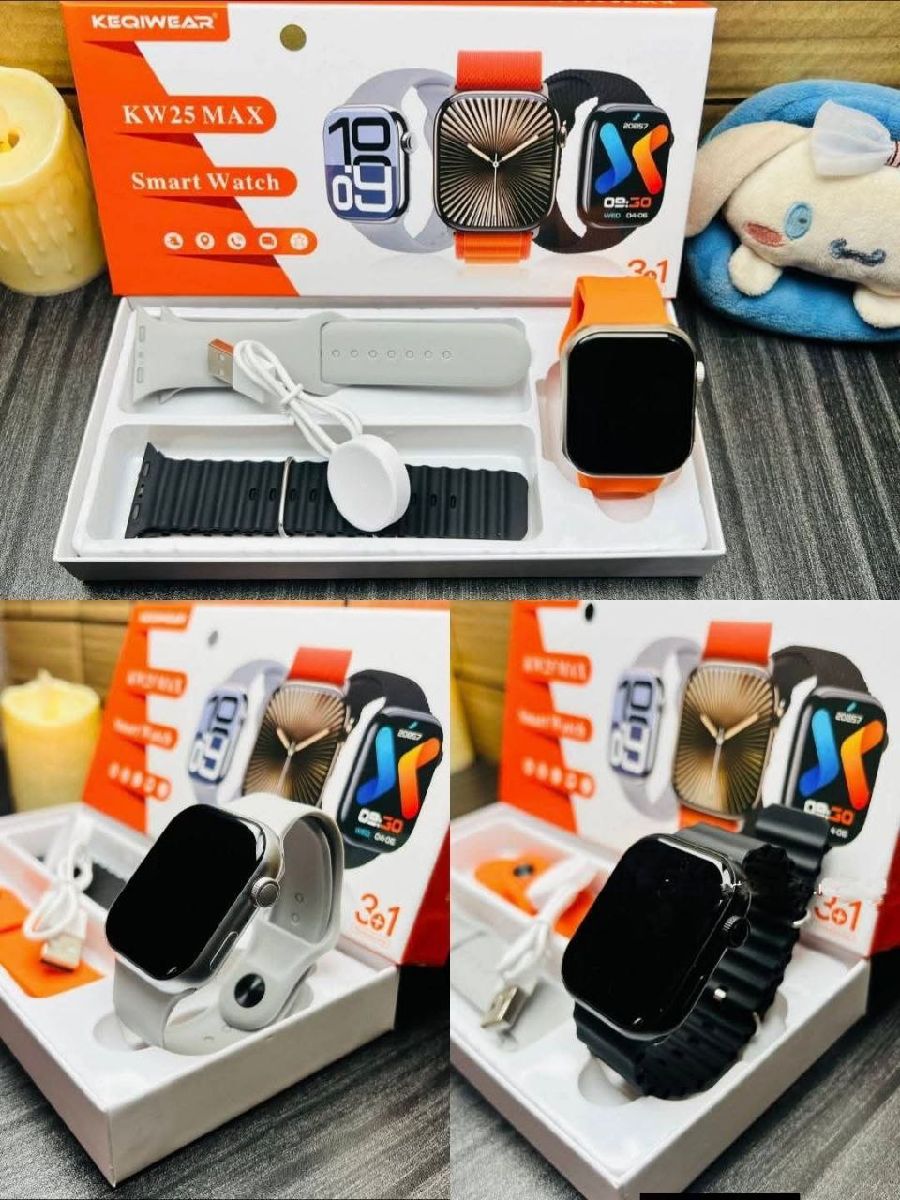 KW25 Smart Watch | Bluetooth Calling | 1.91" HD Display | 3 Straps