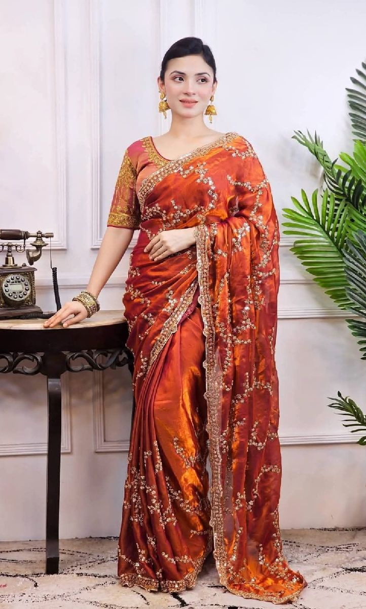 Indian Georgette Sharee with Blouse Piece 3