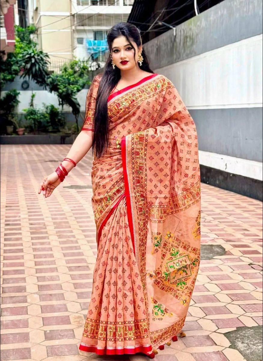 Semi Moslin Sharee with Blouse Piece 3