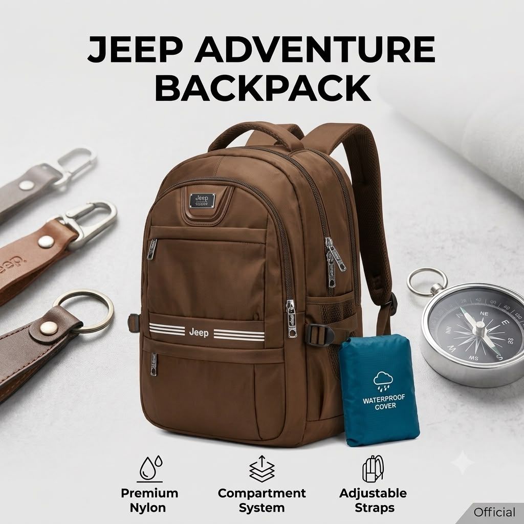 Jeep Adventure Backpackস্টাইল, টেকসই মান আর প্রয়োজনীয় সব ফিচারের পারফেক্ট কম্বিনেশন!✅ প্রিমিয়াম ওয়াটার-রেজিস্ট্যান্ট নাইলন ম্যাটেরিয়াল✅ বড় ক্যাপাসিটির মাল্টি-কম্পার্টমেন্ট ডিজাইন✅ ল্যাপটপ, বই, কাপড় ও দৈনন্দিন সব প্রয়োজনীয় জিনিস বহনের জন্য আদর্শ✅ শক্তিশালী "Jeep" ব্র্যান্ডেড জিপার✅ আরামদায়ক প্যাডেড ও অ্যাডজাস্টেবল শোল্ডার স্ট্র্যাপ✅ মজবুত টপ হ্যান্ডেল✅ বৃষ্টির জন্য ফ্রি ওয়াটারপ্রুফ রেইন কভার🎯 অফিস, ইউনিভার্সিটি, ট্রাভেল কিংবা আউটডোর অ্যাডভেঞ্চার—সব ক্ষেত্রেই নির্ভরযোগ্য সঙ্গী।