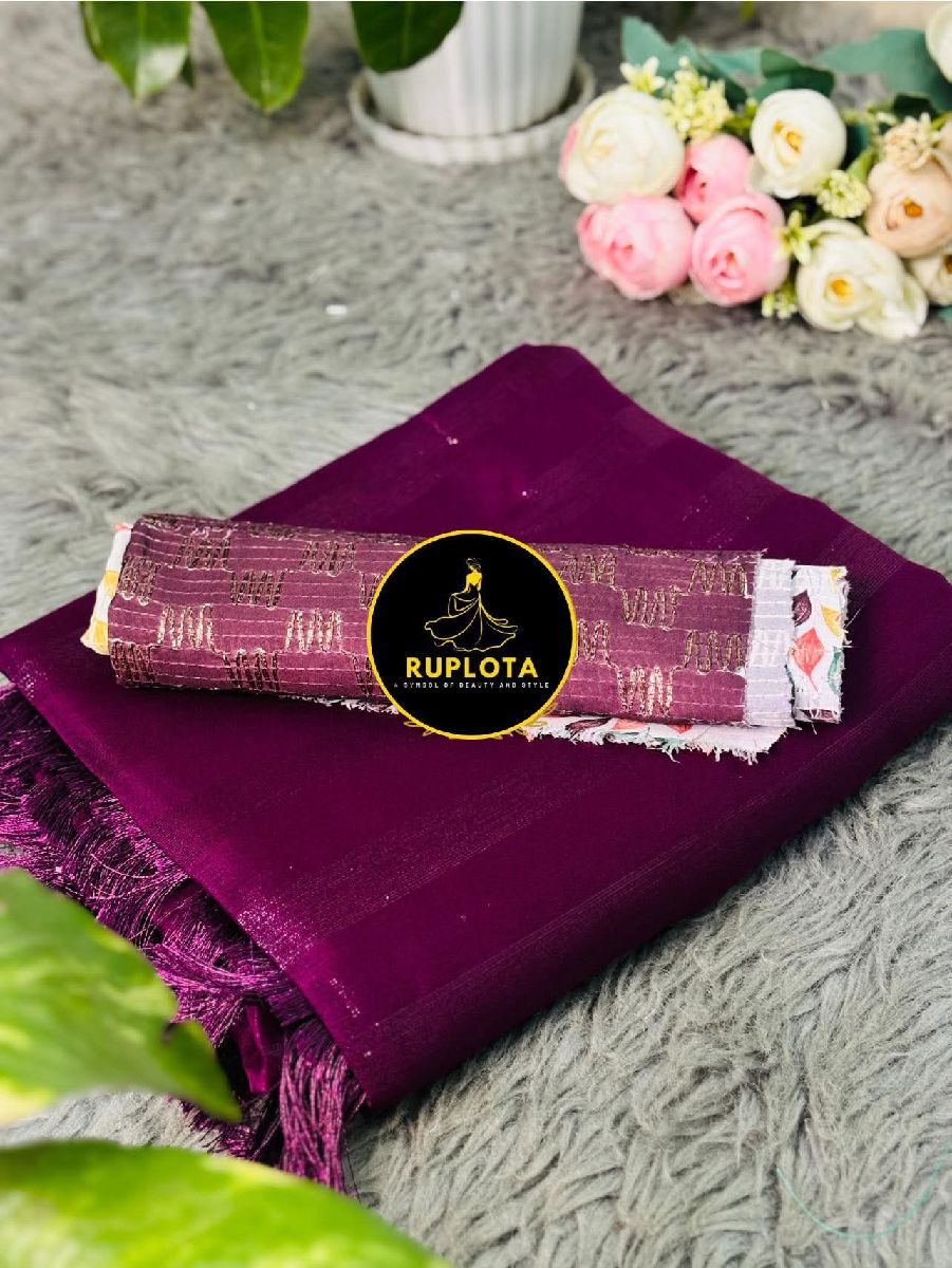 ইন্ডিয়ান জর্জেট শাড়ি — ব্লাউজ পিসসহ, কাবা জর্জেট