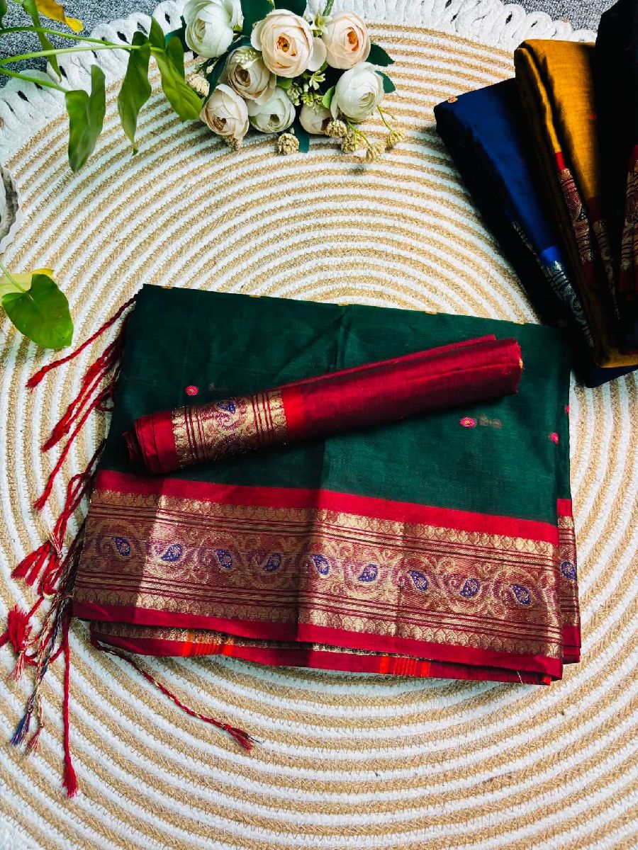অরিজিনাল বুটি মসলাই কটন শাড়ি — ব্লাউজ পিসসহ 2