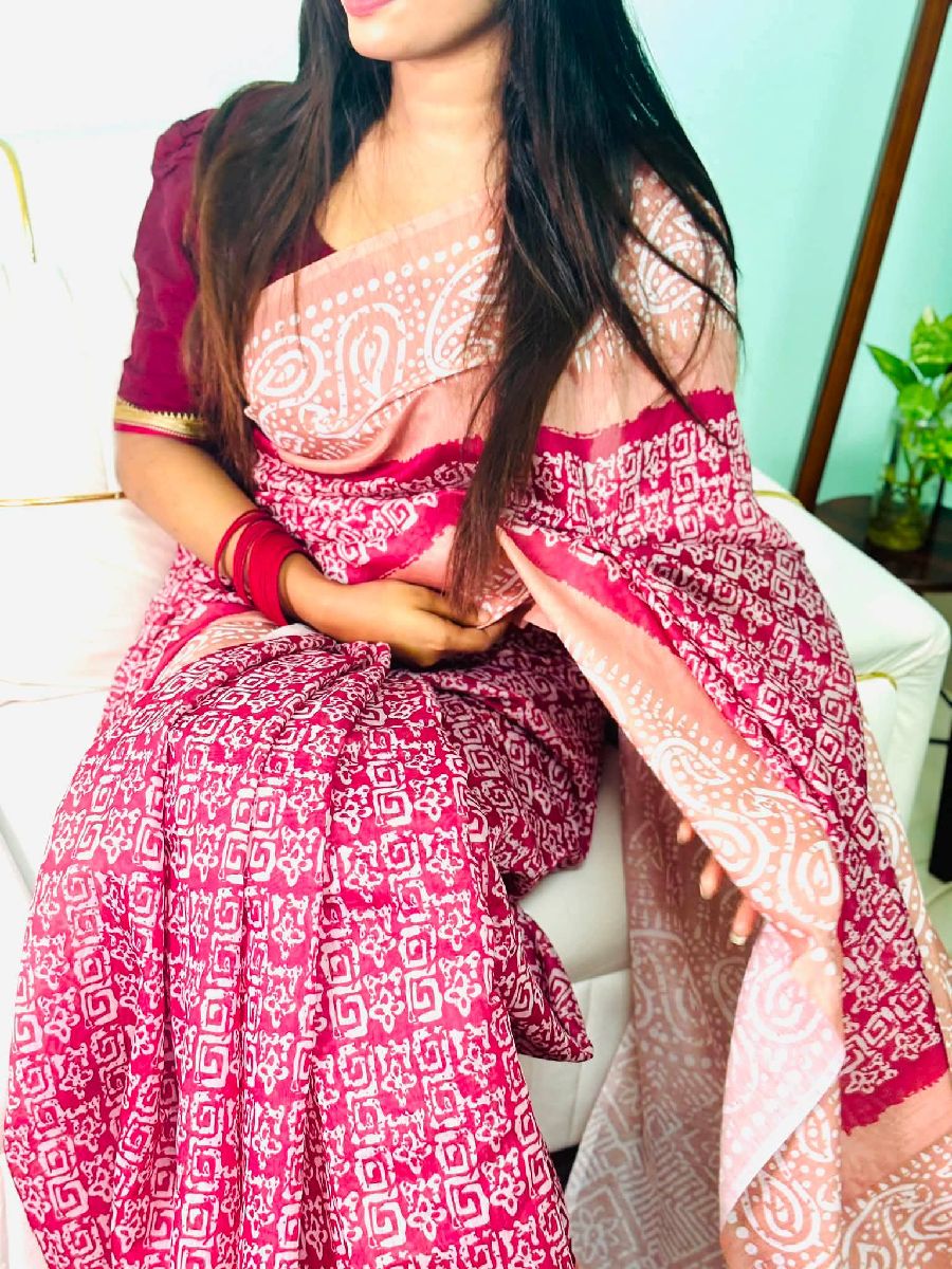 অরজিনাল চান্দেরি সিল্ক প্রিন্ট শাড়ি 2