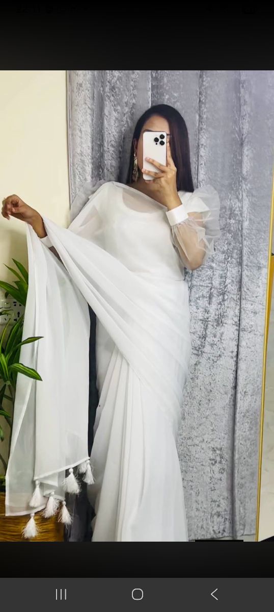টার্সেল ওয়ার্ক সফট জর্জেট শাড়ি 2