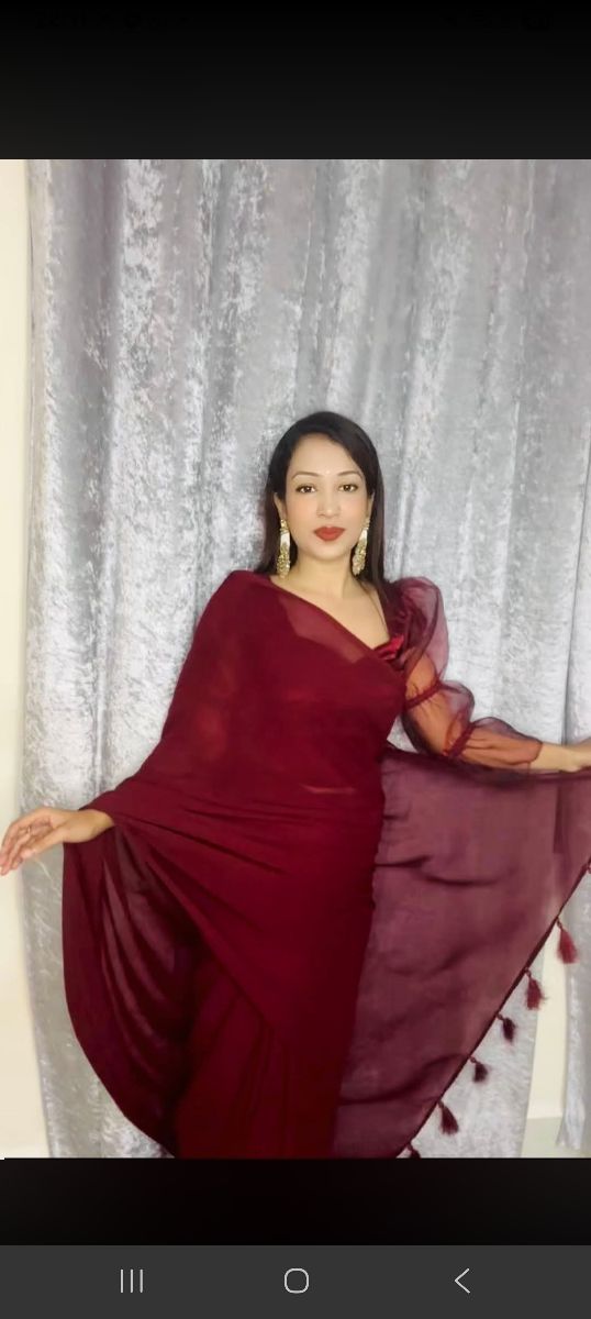 টার্সেল ওয়ার্ক সফট জর্জেট শাড়ি 3