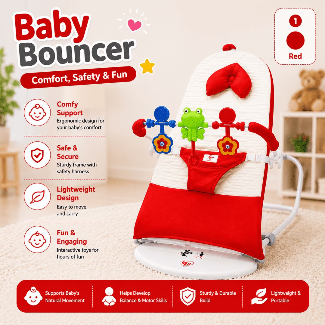 Baby Bouncer with pillow, toy & music-কানওয়ালা, খেলনা, বালিশ ও মিউজিক সহ