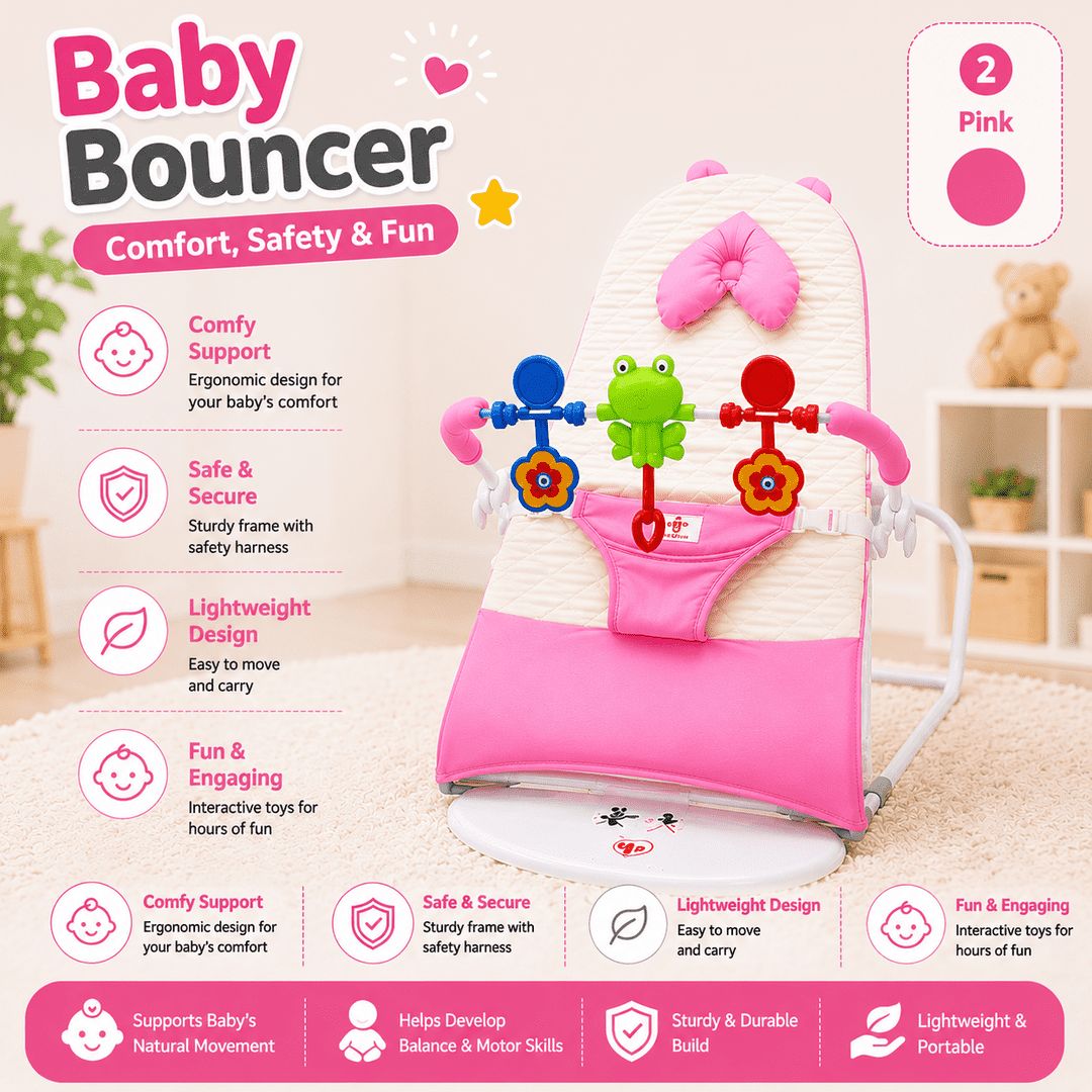Baby Bouncer with pillow, toy & music-কানওয়ালা, খেলনা, বালিশ ও মিউজিক সহ 2