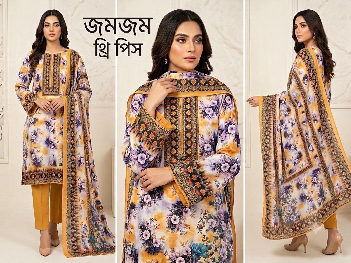 প্রিমিয়াম কোয়ালিটি A great  জমজম থ্রি পিস