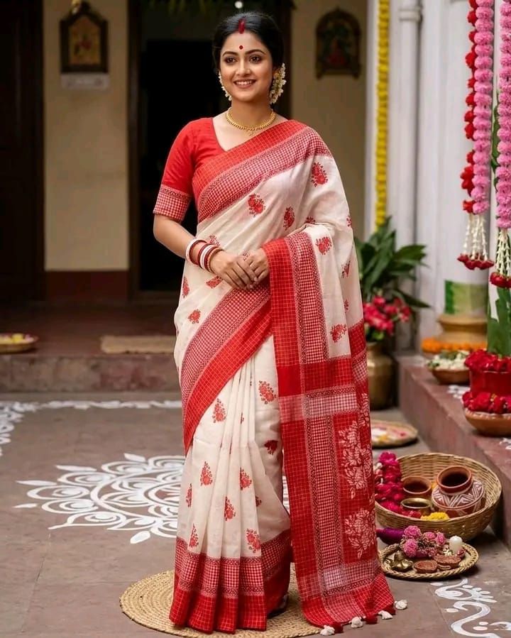 হাফসিল্ক আফসান প্রিন্ট শাড়ি