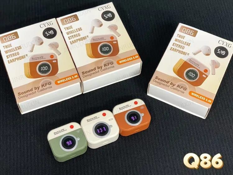 Q86 Retro Camera Design TWS Bluetooth Earbuds with LED Display & Bluetooth 5.49 2
