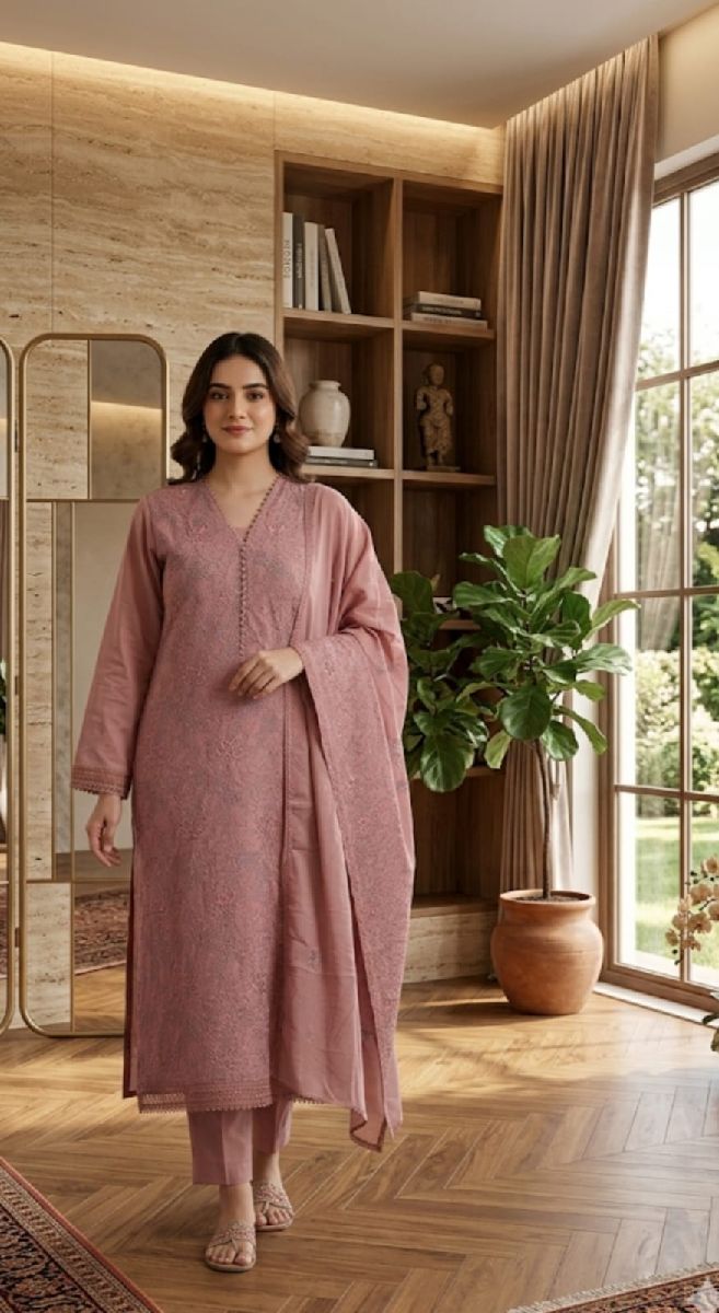 Cotton Unstitched Three Piece 3