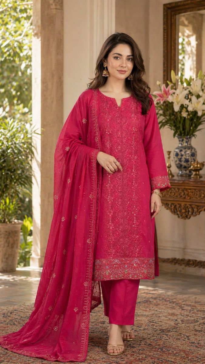 Cotton Unstitched Three Piece 2