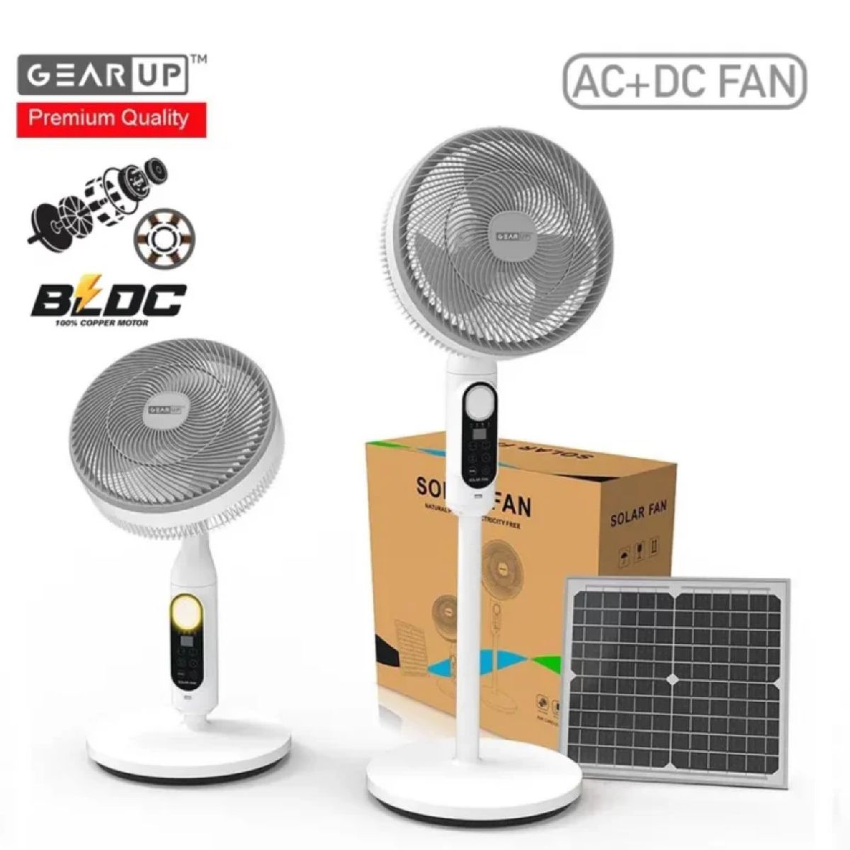 ☀️ GearUP Premium Rechargeable BLDC Solar Stand Fan 3
