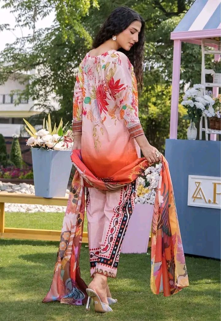Za Clothes Za Prints Unstitched Three-Piece – Chiffon Dupatta 2