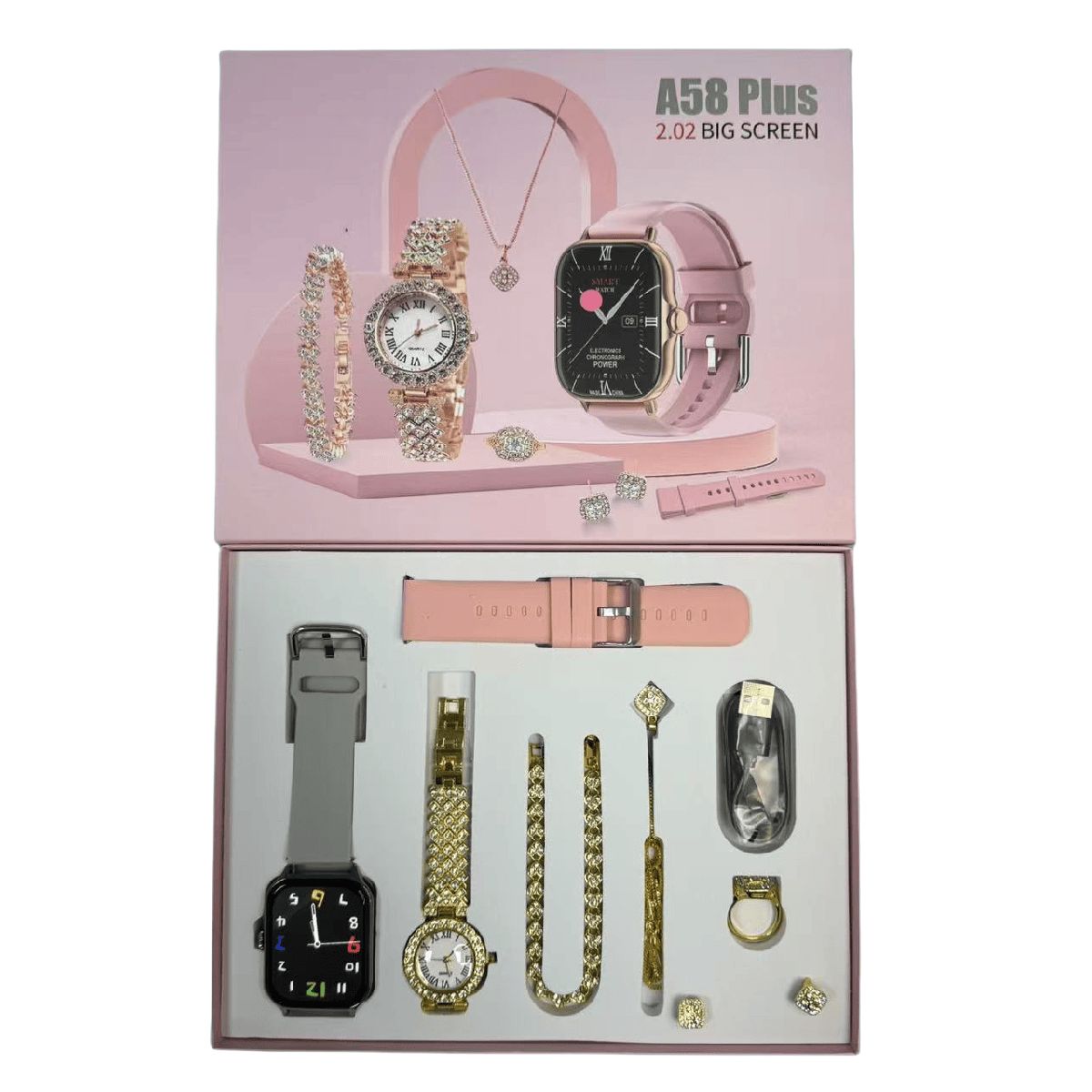 A58 Plus Smartwatch Gift Set For Girls ( 8 in 1) 2