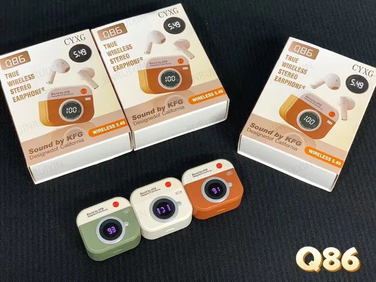 Q86 Retro Camera Design TWS Bluetooth Earbuds with LED Display & Bluetooth 5.49💥💥✅ 2