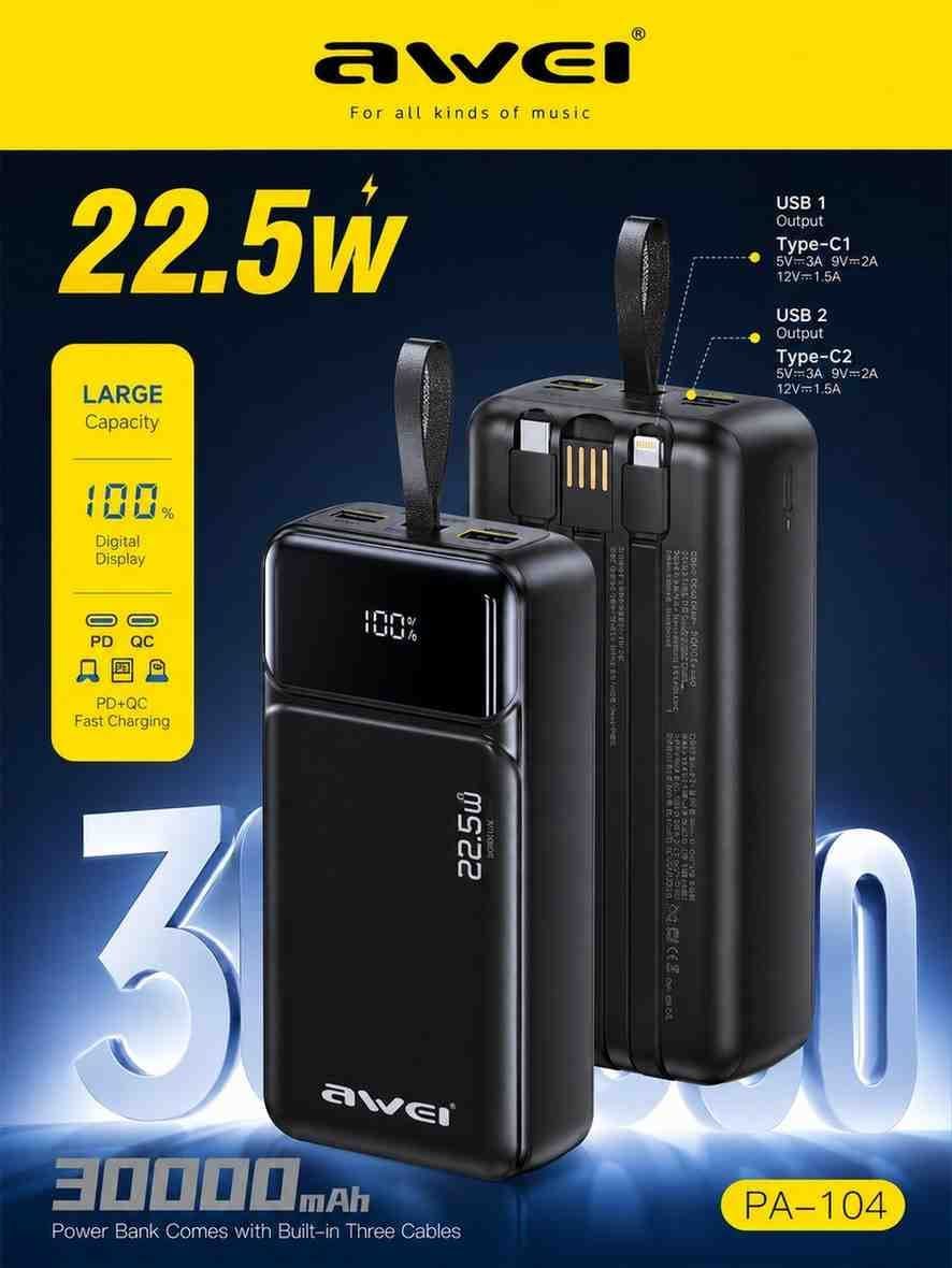 Awei PA-103 30000mAh 22.5W Fast Charging Power Bank😱😱💥 2