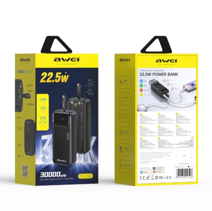 Awei PA-103 30000mAh 22.5W Fast Charging Power Bank😱😱💥