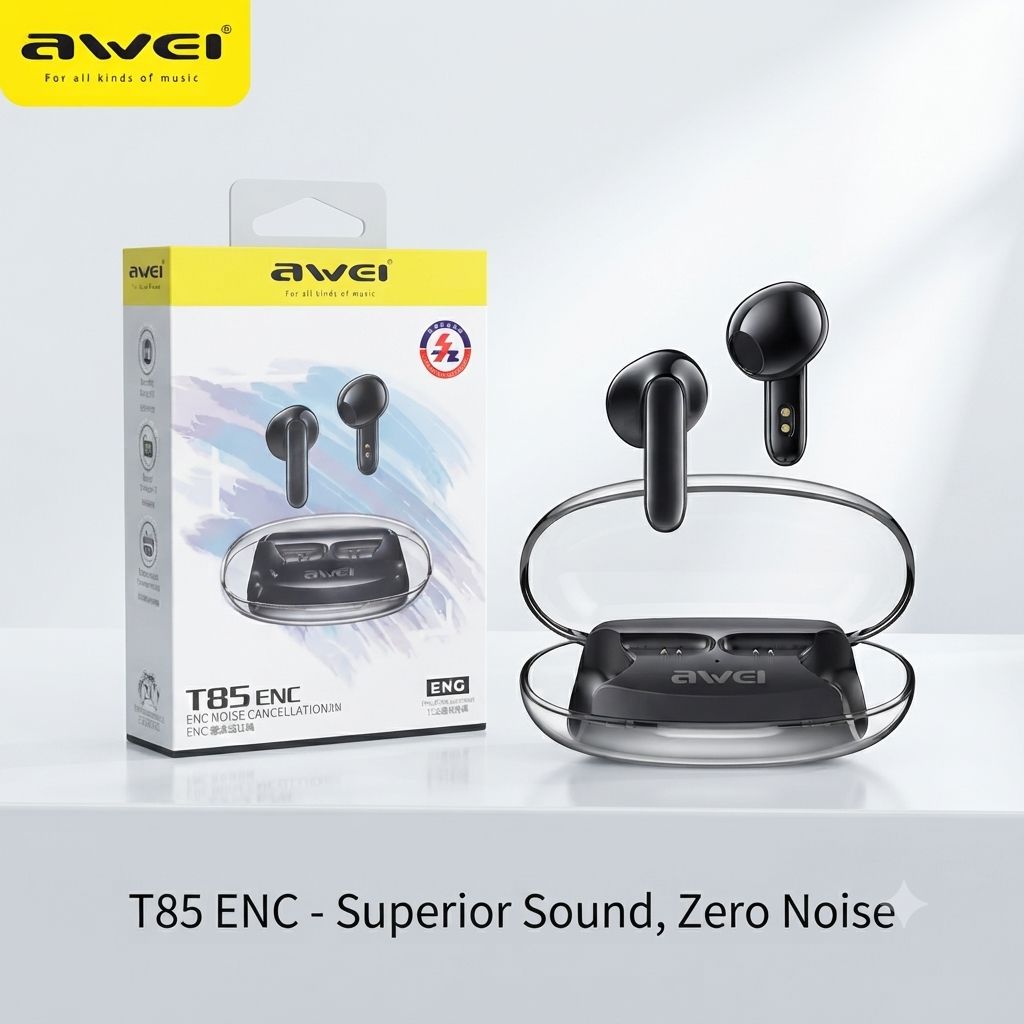 Awei T85 ENC Wireless Bluetooth 5.3 Earbuds – প্রিমিয়াম সাউন্ড ও লং-লাস্টিং ব্যাটারি ব্যাকআপ!
