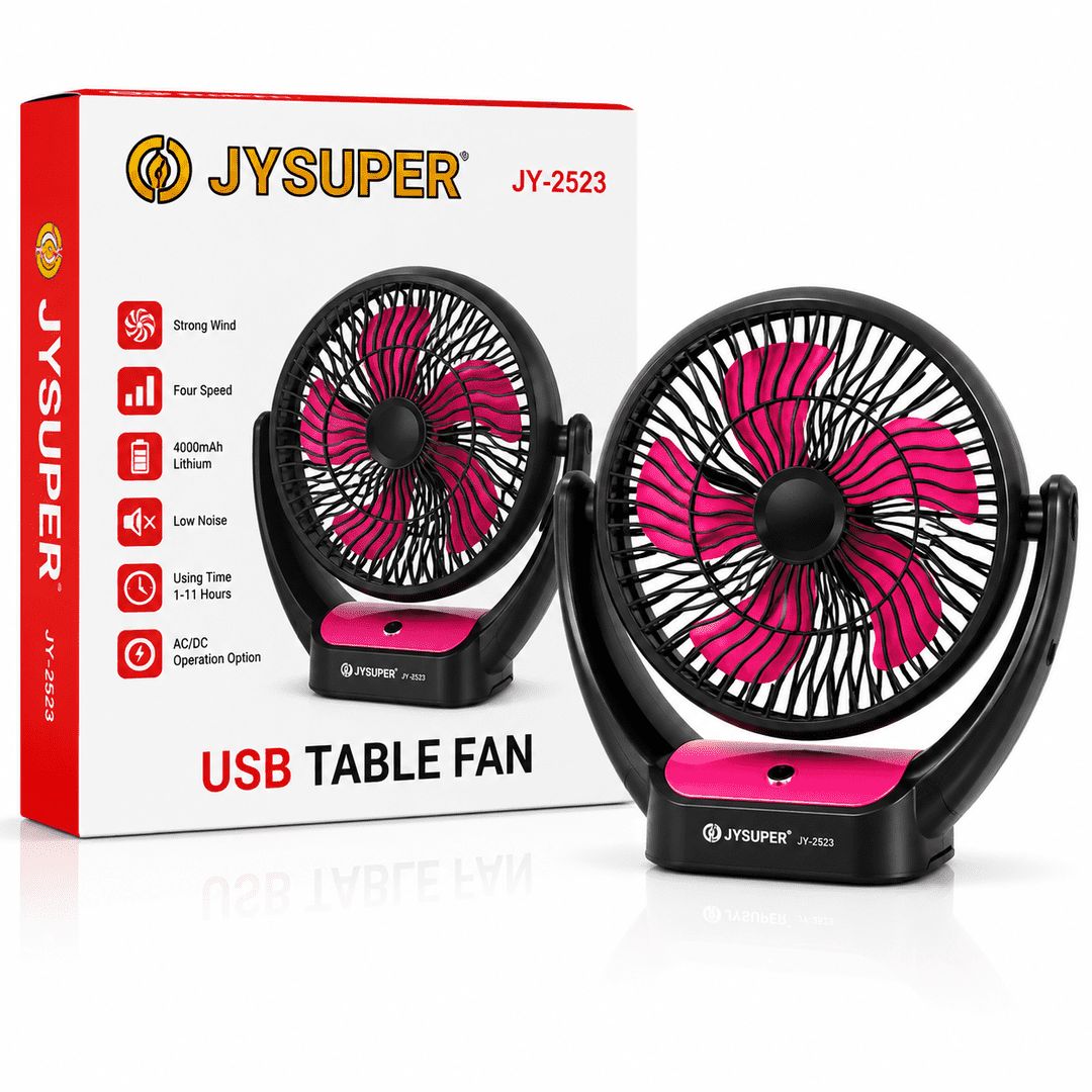 JYSUPER JY-2523 USB Rechargeable Table Fan