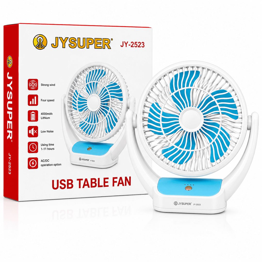 JYSUPER JY-2523 USB Rechargeable Table Fan 3