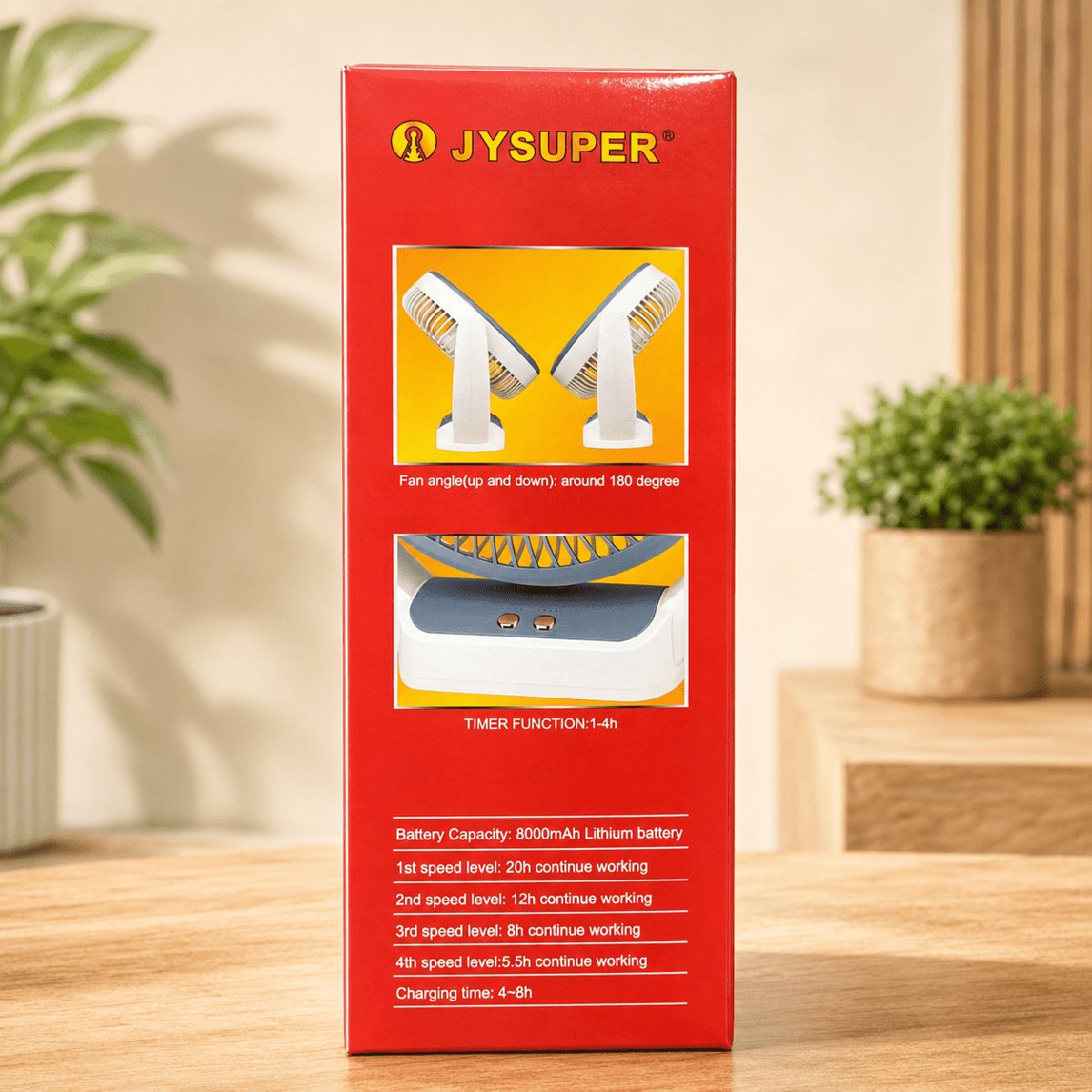 JYSUPER JY-2526 Rechargeable Table Fan 8000mAh Battery 3