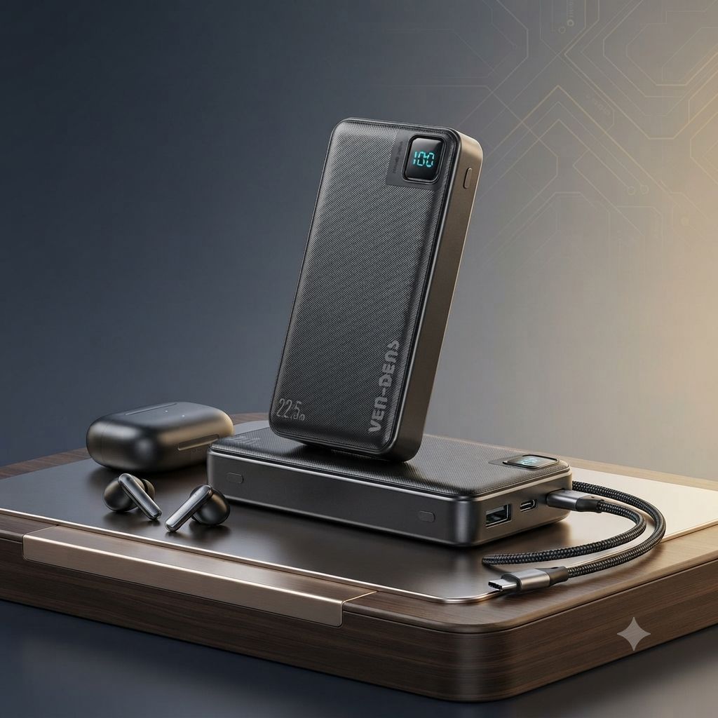 VEN-DENS VD-PB061 20000mAh 22.5W Power Bank with Built-in Cables 2