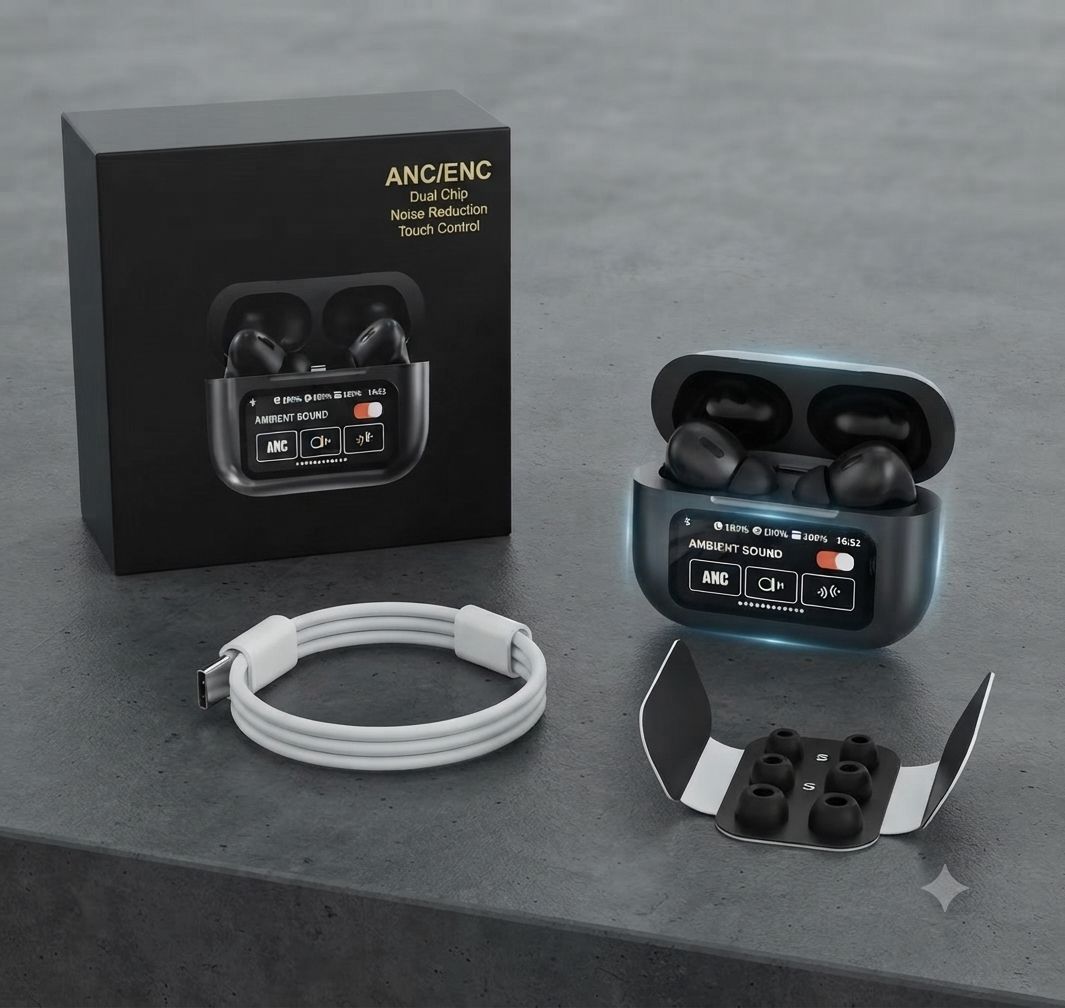 A9 Pro Smart Screen ANC Wireless Earbuds – প্রিমিয়াম ইন-ইয়ার ব্লুটুথ হেডফোন 3