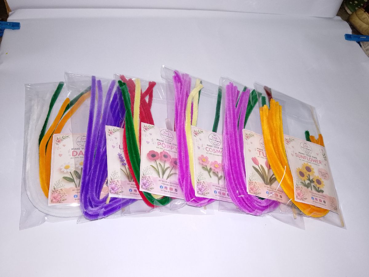🌸 হাতে বানানো সুন্দর পাইপ ক্লিনার Cosmos Flower DIY Kit 💜 3