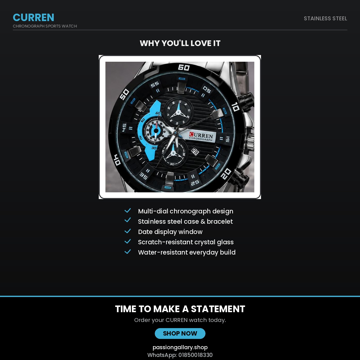 Curren 8402 Chronograph Men’s Watch-Code: 4875 6