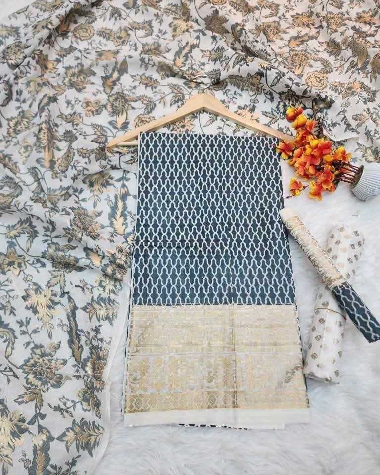 PREMIUM KHADDI COTTON SCREEN PRINT UNSTITCH 3PIC 3
