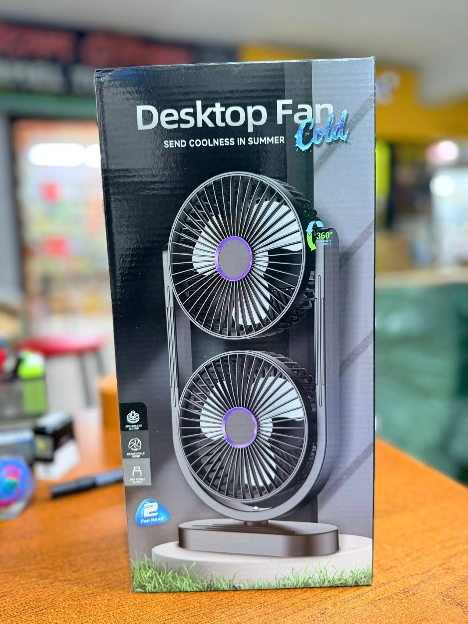 Dual Head Rechargeable Fan with LED Light