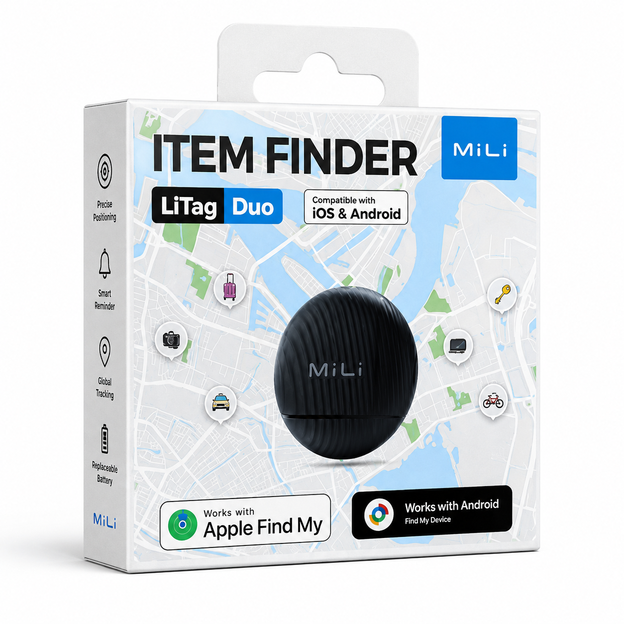 Mili LiTag Duo Dual System Tracker For iOS & Android