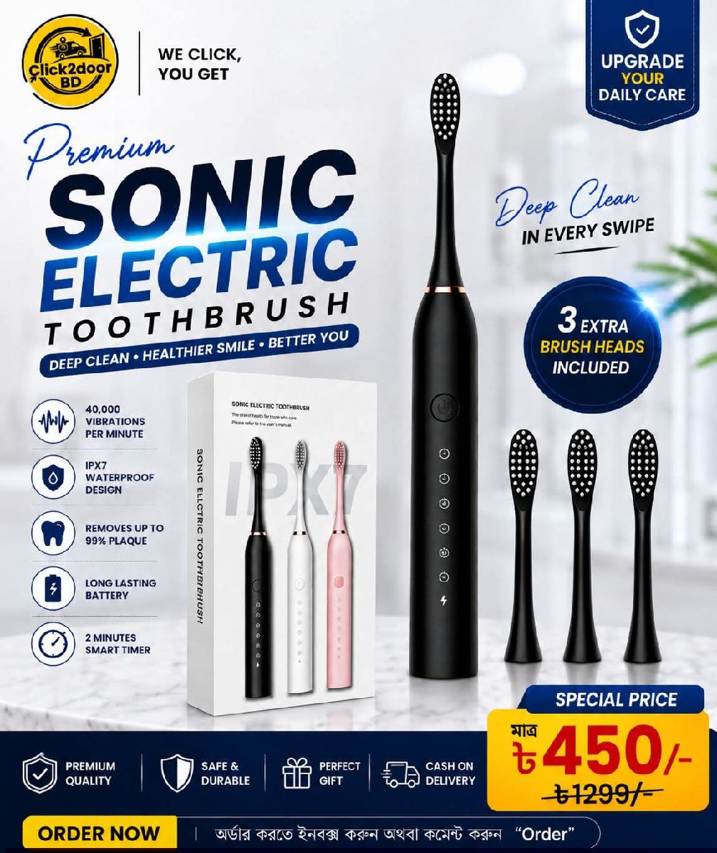 Gray Scale Crayscale Sonic Electric Toothbrush X3 Cross-Border Adult Model Soft-Bristle Smart Tooth Cleaner Source Manufacturer 3