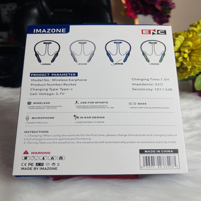 IMAZONE Rocket 300H Wireless Stereo Neckband | রকেট ৩০০H ওয়্যারলেস নেকব্যান্ড