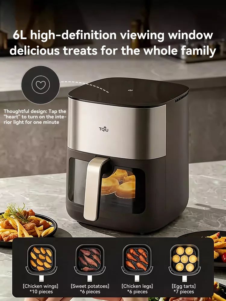 TQIU Air Fryer S2 Digital Control Panel 6L Double Heating 2