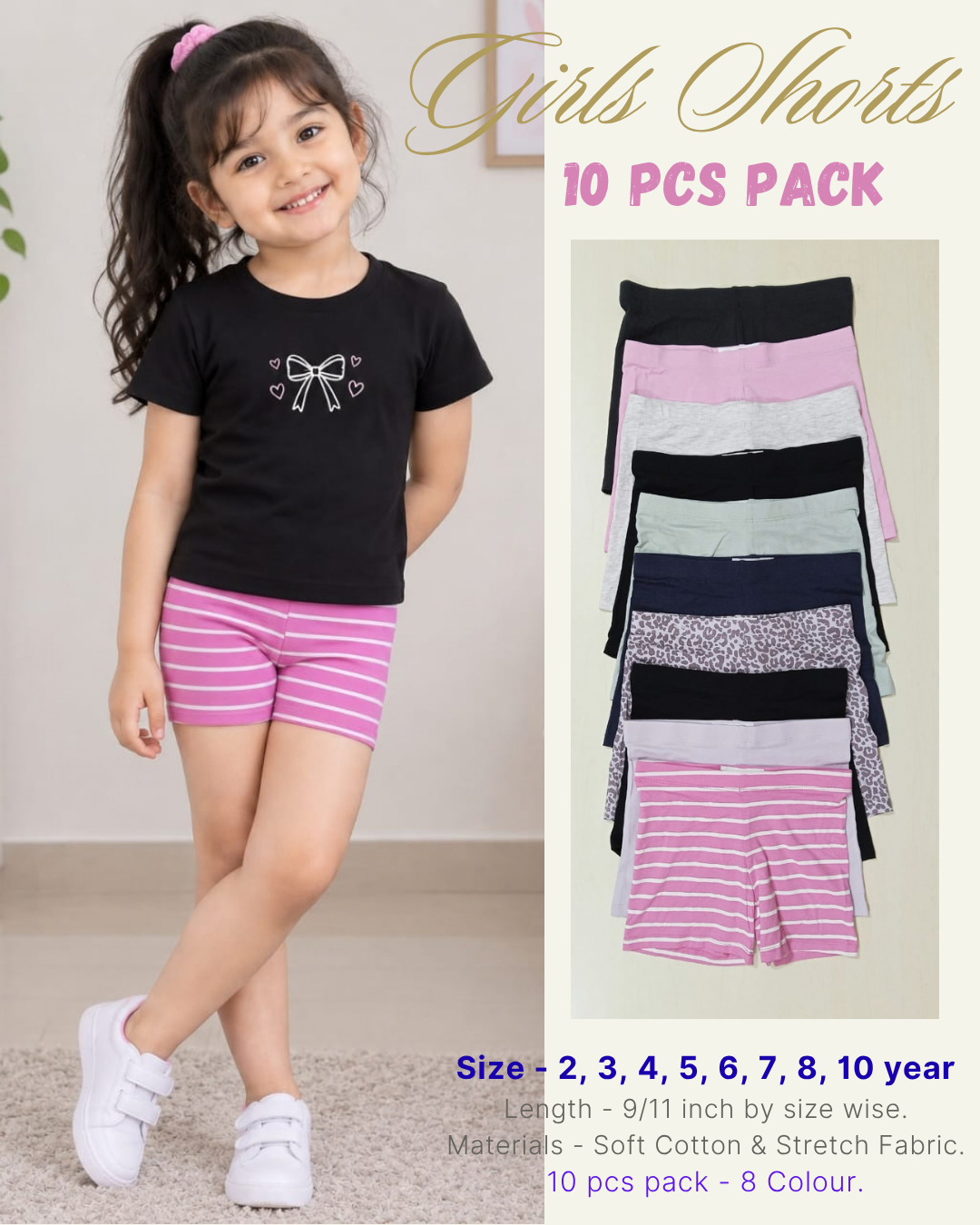 Baby Girls Short Pant 10 pcs Pack