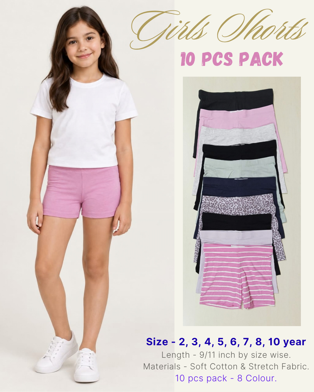 Baby Girls Short Pant 10 pcs Pack 3