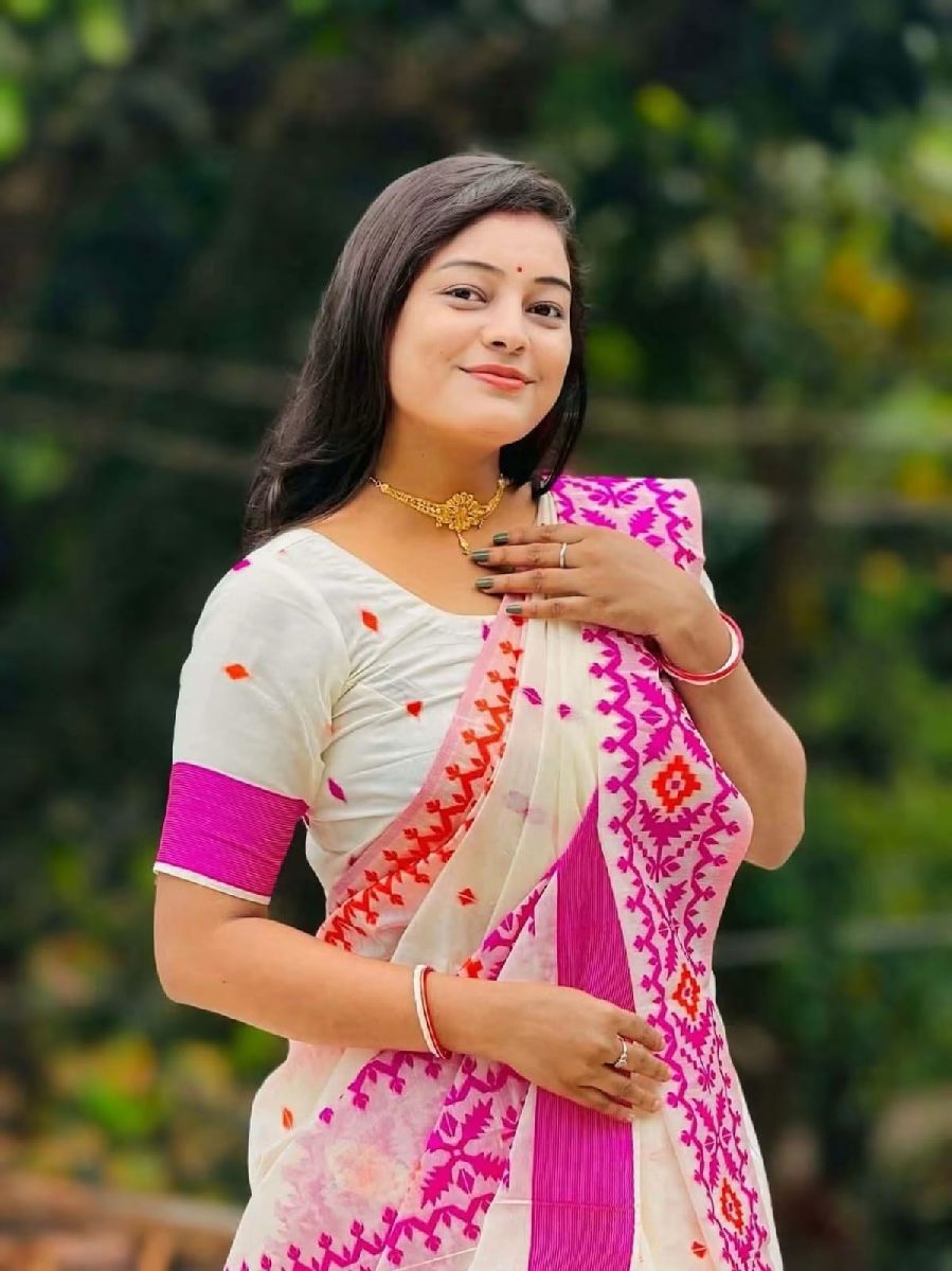 Half silk Screen Print Saree 3