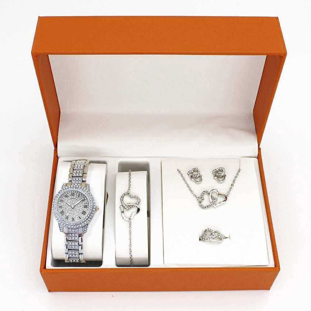 5 in 1 Casual Watch, Jewellery Set with Box 3
