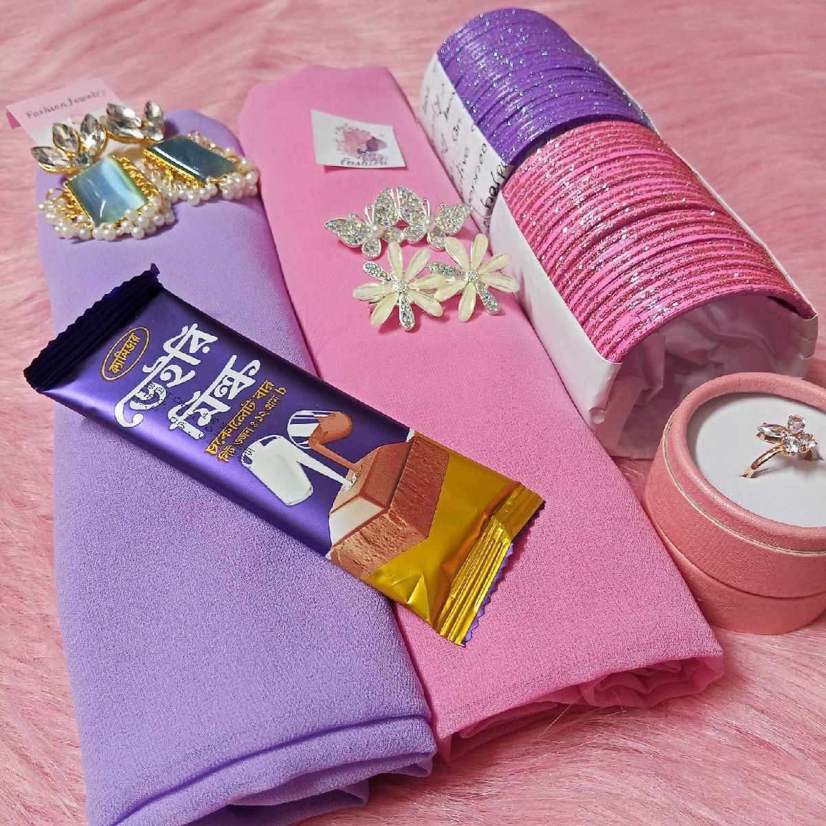 Elegant Hijab & Jewelry Combo Package with Chocolate Box