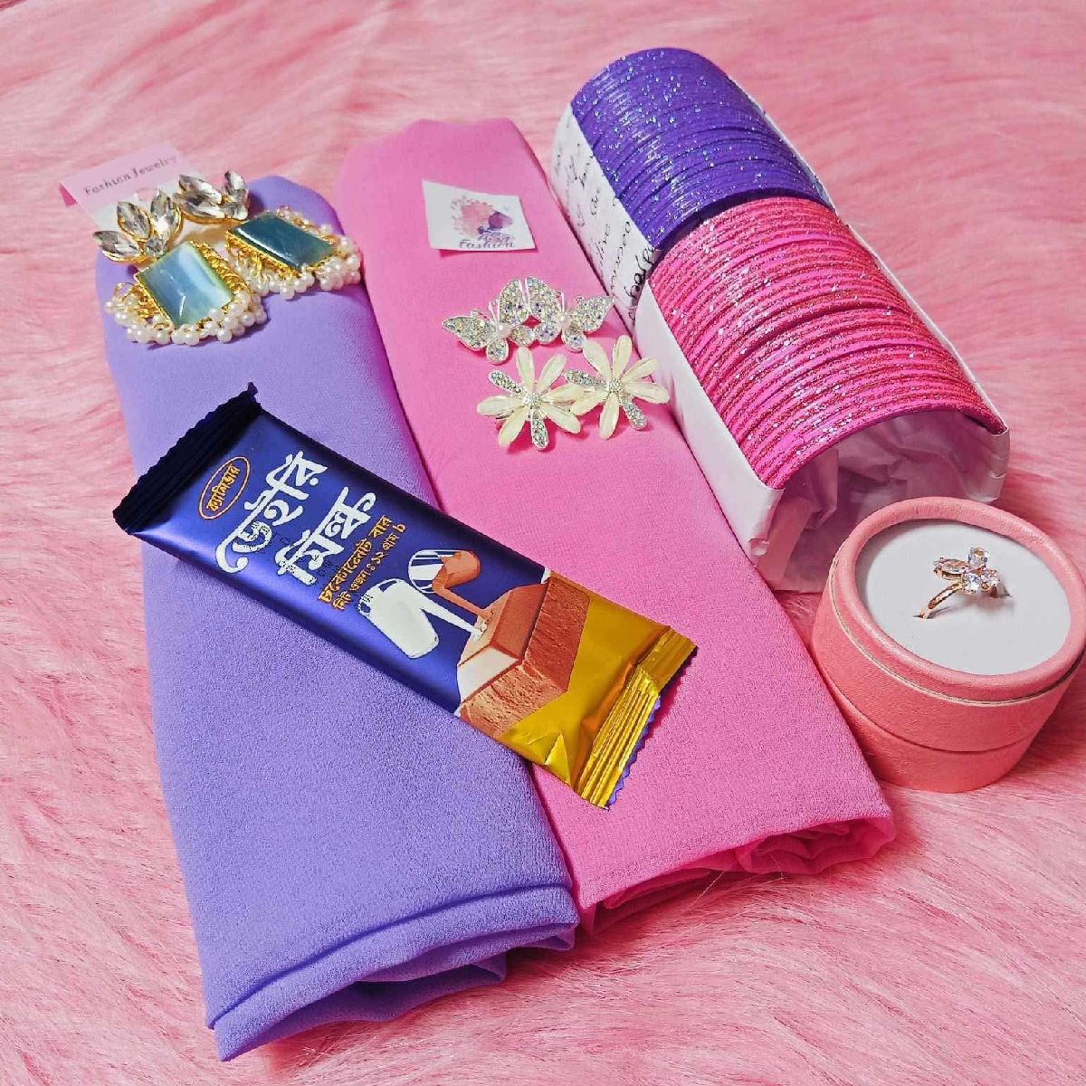 Elegant Hijab & Jewelry Combo Package with Chocolate Box 3