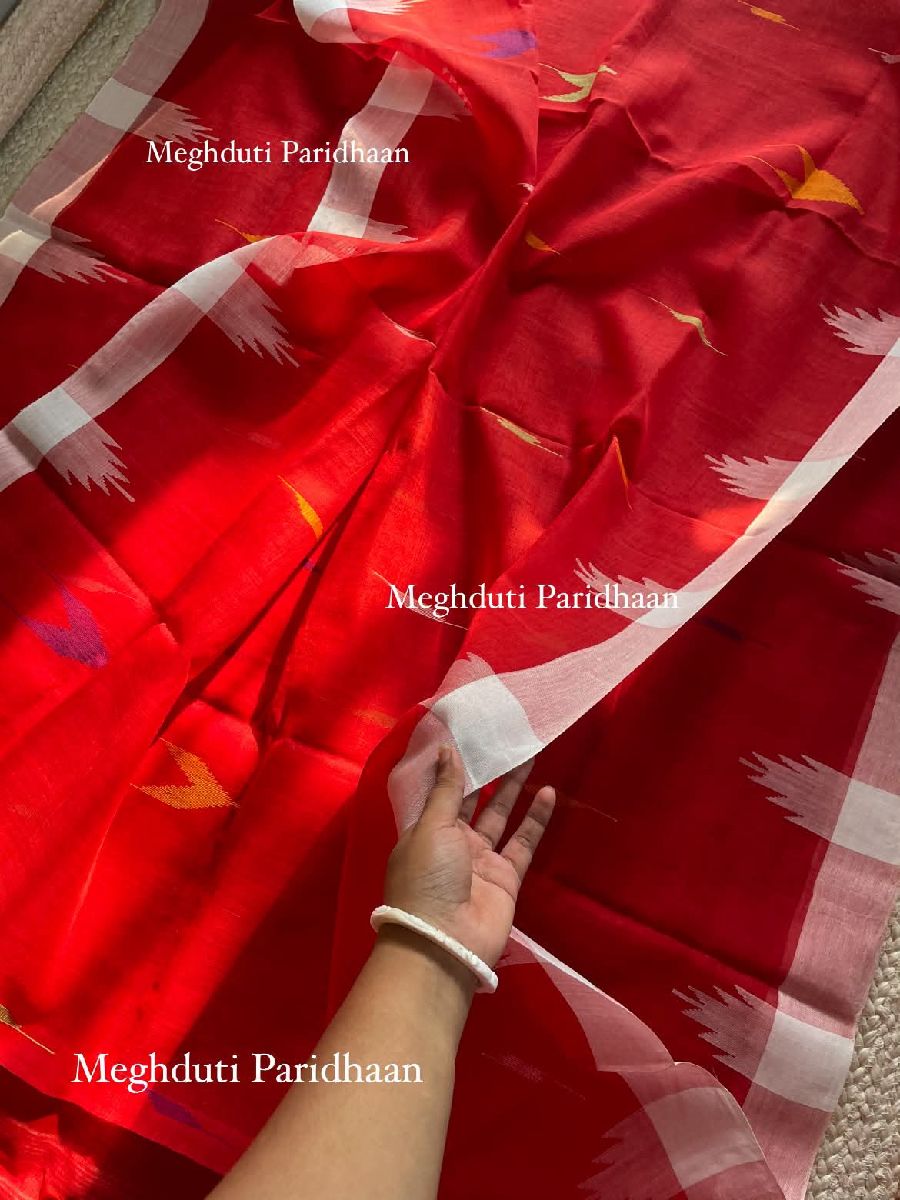 Monipuri Sharee Red White Multi color 2