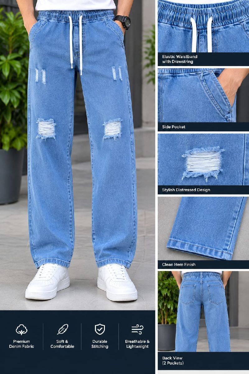 Stylish Semi Baggy Cargo Denim Pant 3