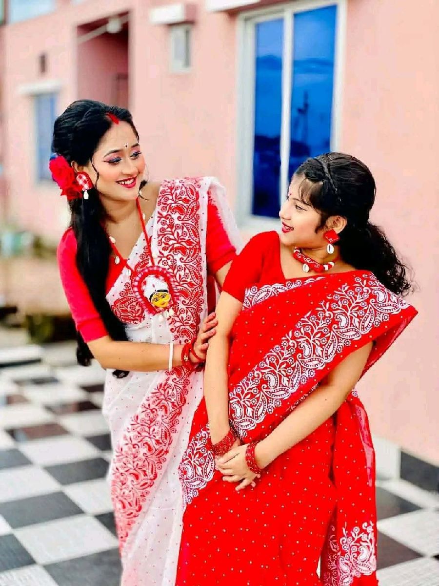 Half Silk Traditional Block Printed Saree with Blouse Piece