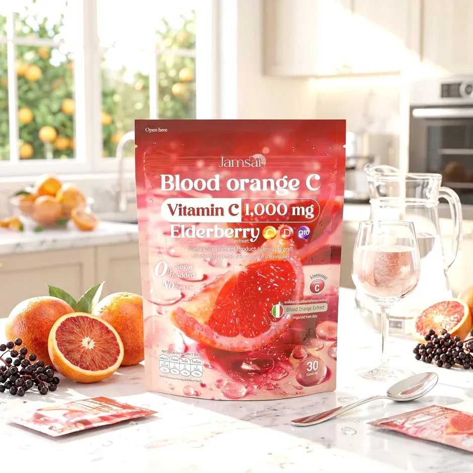 Jamsai Blood Orange C Vitamin C 1000mg + Elderberry D Q10 Liposomal Supplement 30 Sachets 3