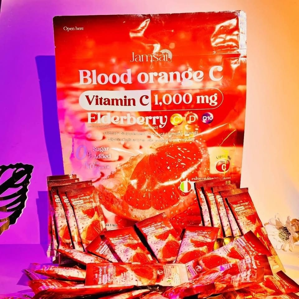 Jamsai Blood Orange C Vitamin C 1000mg + Elderberry D Q10 Liposomal Supplement 30 Sachets 4