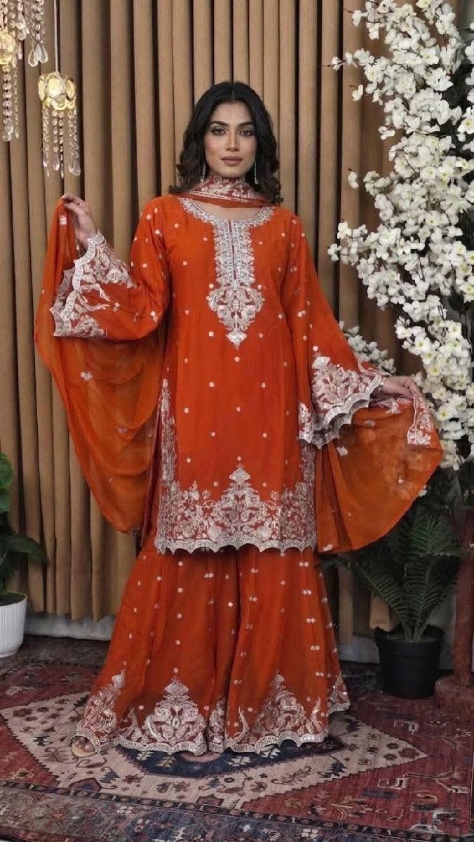 Exclusive Georgette Embroidered Garara Three-Piece Set 3